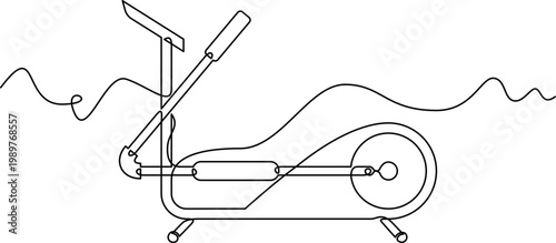 one line art Elliptical Trainer vector illustration. line art, one continuous line, simple, hand drawn and sketch style. for icons, symbols, signs or logos. png