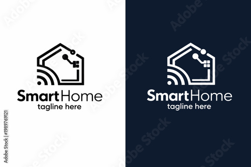 Smart home logo design modern connectivity and residential technology illustration