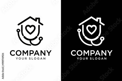 Healthcare home symbol a modern logo design for medical and residential services