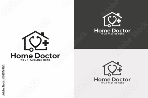 Home doctor logo design healthcare at your doorstep
