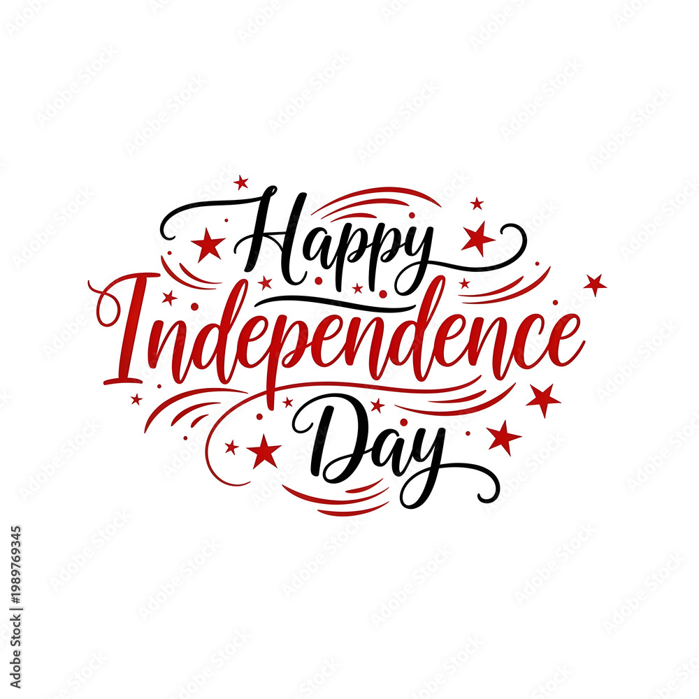 Fototapeta premium Happy independence day festive calligraphy design for usa's celebration of freedom