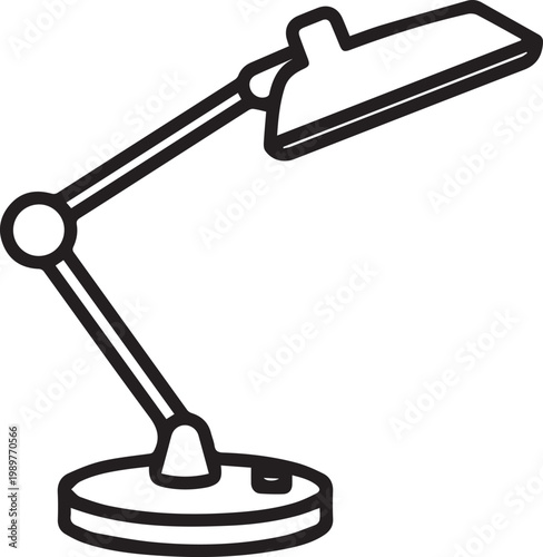 Black outlined icon of table lamp
