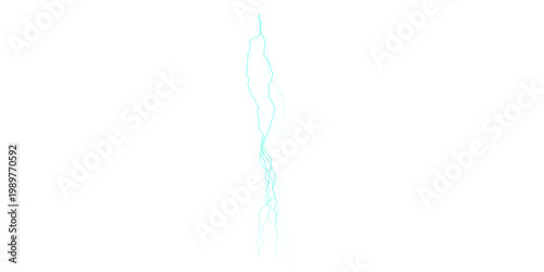 Obraz na płótnie Isolated blue lightning bolt vertical strike on black background atmospheric sto