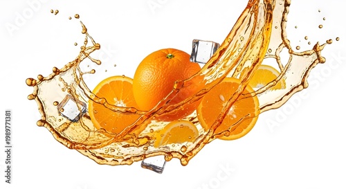Orange juice splash a burst of citrus freshness and vibrant color