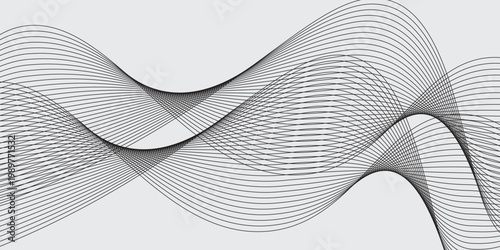 Abstract vector modern background with grey wavy lines and particles. EPS10