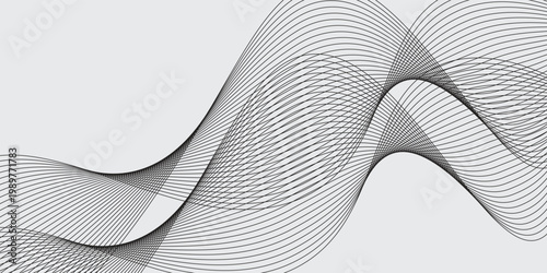Abstract vector modern background with grey wavy lines and particles. EPS10