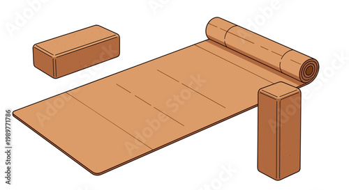 A vector graphic illustration of cardboard boxes and a roll of cardboard