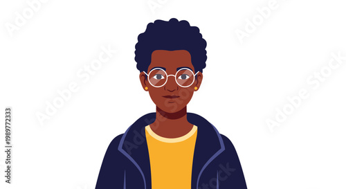 A young man with glasses and a casual outfit in a vector illustration