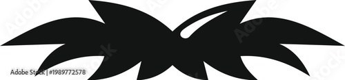 Black spiky hair or eyebrow element creating a comic book style