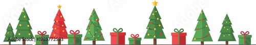 Christmas Tree and Gift Box Border for Holiday Shopping and Sale Banner Template