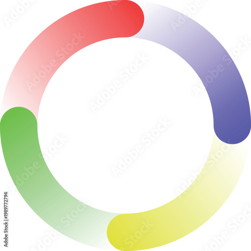 Colorful circular loading ring with smooth gradient segments. Modern progress indicator for UI, dashboard, or app interface design. Clean minimal loop icon with vibrant spectrum and soft shading.
