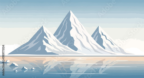 Majestic Snow-Capped Mountains Reflected in Calm Arctic Waters