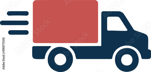 Fast delivery truck icon, vector illustration of a moving cargo vehicle
