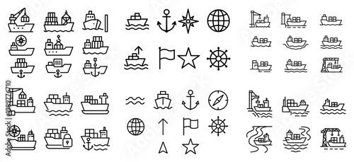 Nautical icon collection: boats and ships