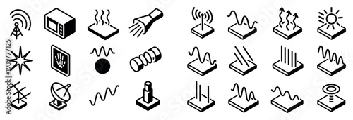 Signal icons with antenna wave plate outline