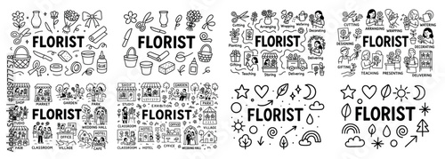 Florist shop activities and settings illustrated