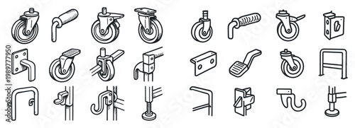 Caster icons with wheel bracket mount outline