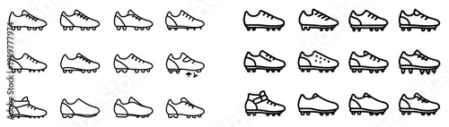 Soccer icons with cleat shoe outline