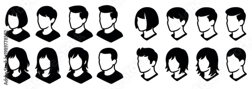 Profile icons with head and hair silhouettes minimal