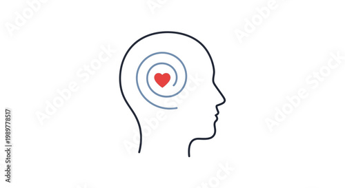 Heart in a persons head.