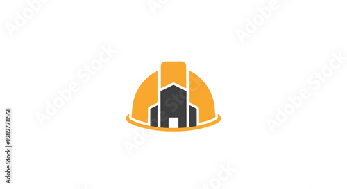 Yellow Hard Hat with House Design.