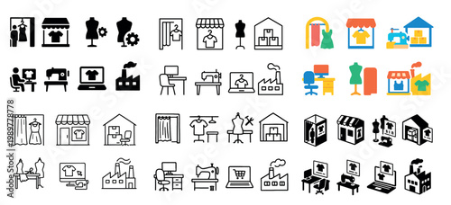 Fashion industry icons and symbols