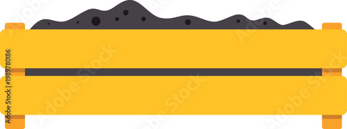 Wooden box full of fertile soil for gardening and farming