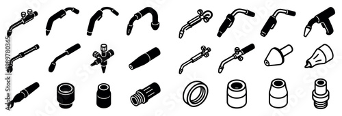 Tool icons with nozzle adapter tip outline
