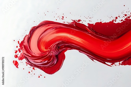 Abstract red paint stroke isolated on a white background 