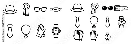 Fashion icons with hat glasses tie minimal