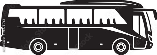 Bus silhouette in black vector illustration for travel transport journey vehicle on transparent background touring