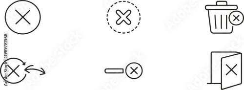 Line art icons depicting prohibited actions and items including 'do not' symbols