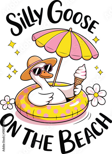 Retro Silly Goose on the Beach Design
