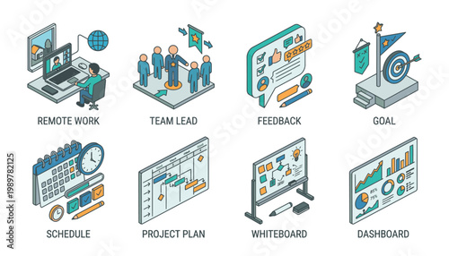 Business productivity and management icons.