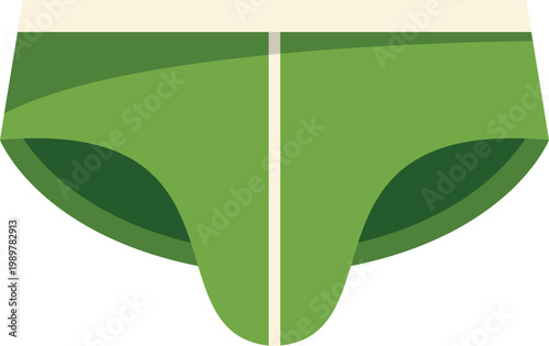 Minimalist green men's underwear briefs isolated on a clean white background