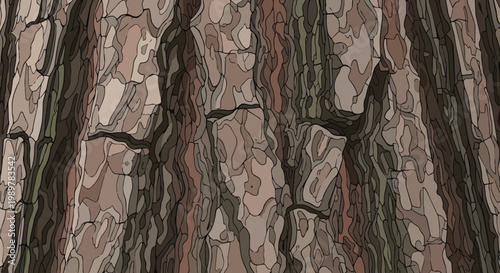 Close-up of Textured Tree Bark with Rough Surface and Cracks