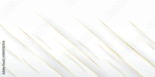 Elegant white background with diagonal golden lines and soft shadows. A luxury minimalist geometric abstract design, perfect for premium banners, corporate headers, and modern invitations
