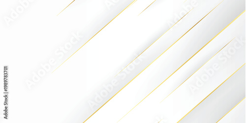 Elegant white background with diagonal golden lines and soft shadows. A luxury minimalist geometric abstract design, perfect for premium banners, corporate headers, and modern invitations