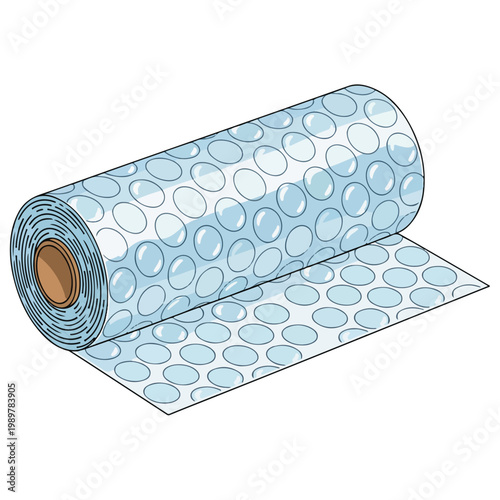 Clear Bubble Wrap Roll Polka Dot Pattern Vector Graphic Template