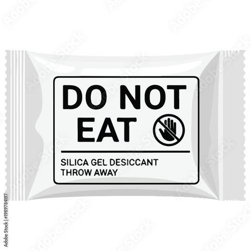 do not eat silica gel desiccant packet flat vector illustration
