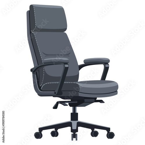 Gray Executive Office Chair Flat Vector Illustration