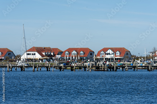Germany, Mecklenburg Vorpommern, Rerik, April 8, 2026: Rerik Ostsee harbor waterfront on a sunny day