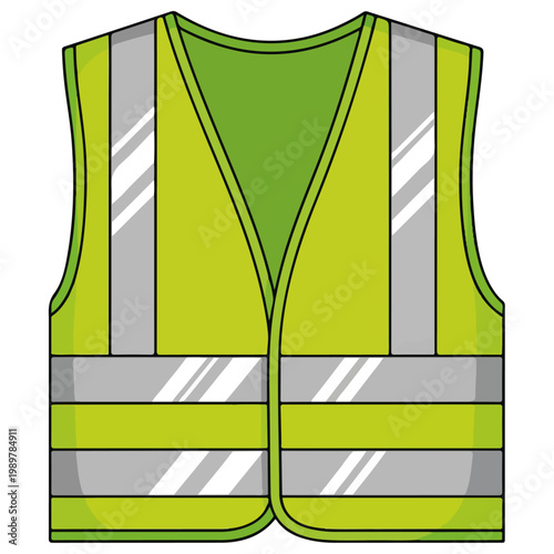 Lime Green High Visibility Safety Vest Flat Vector Illustration