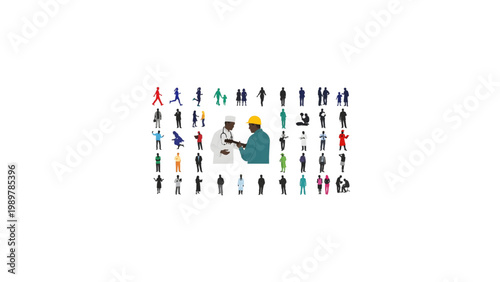 Vector Isolated People Silhouettes Set of 80 Human Figures Collection Black Shadow Characters Bundle