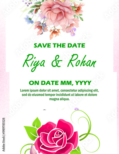 Romantic Blossom Invitation: A delicate invitation, adorned with vibrant flowers, anticipates a cherished occasion, radiating grace and anticipation. 