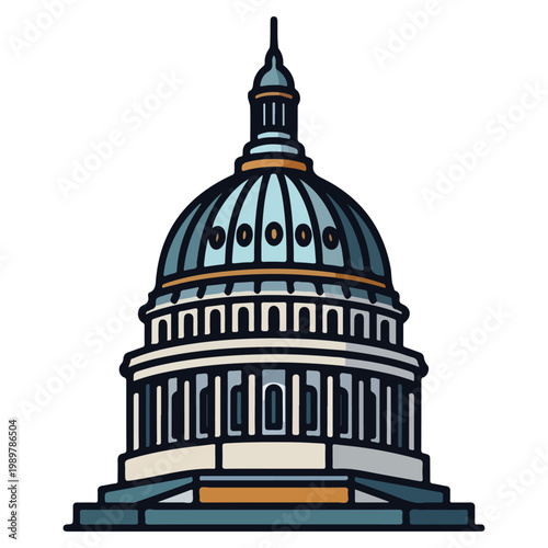 United States Capitol Dome Flat Design Vector Illustration