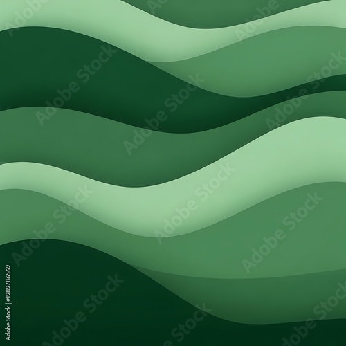 Layered rolling bands of varied green color create an abstract flowing background design