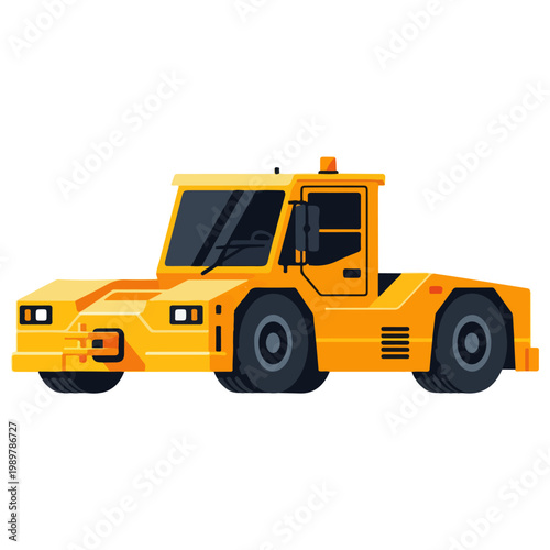 Yellow Airport Tow Truck Flat Design Vector Illustration