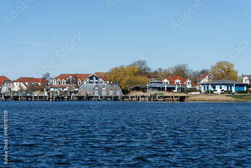 Germany, Mecklenburg Vorpommern, Rerik, April 8, 2026: Rerik harbor view on Salzhaff with dwellings