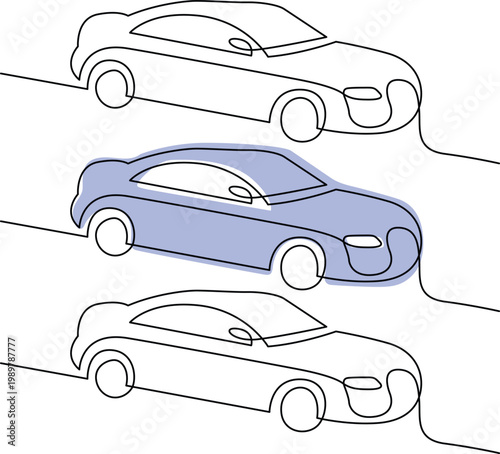 Illustration of a car with highlighted aerodynamic features in motion Vector